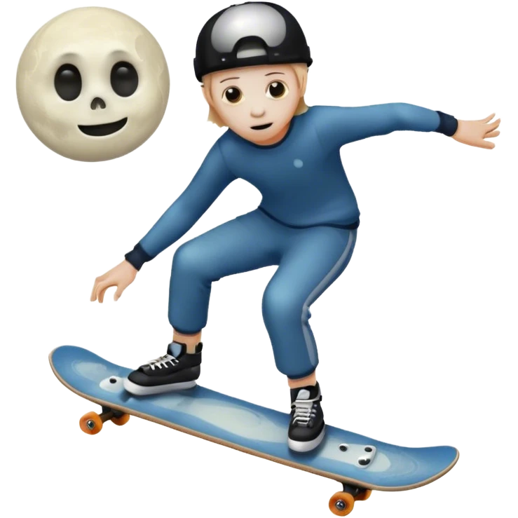  ghost skater boi sk8 boarding under a moon emoji