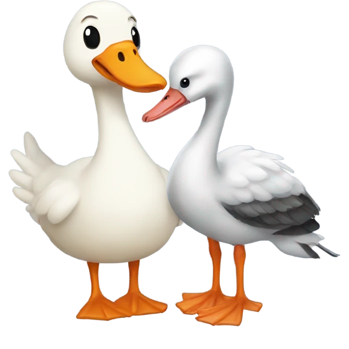 Goose being friends with squid emoji
