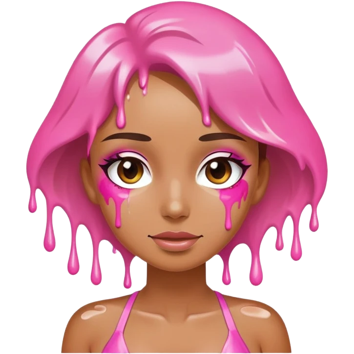 Woman wearing pink bikini with dripping white paint  emoji