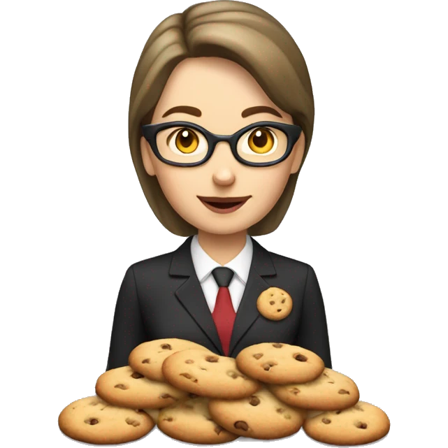 caucasian middle class woman banking cookies emoji