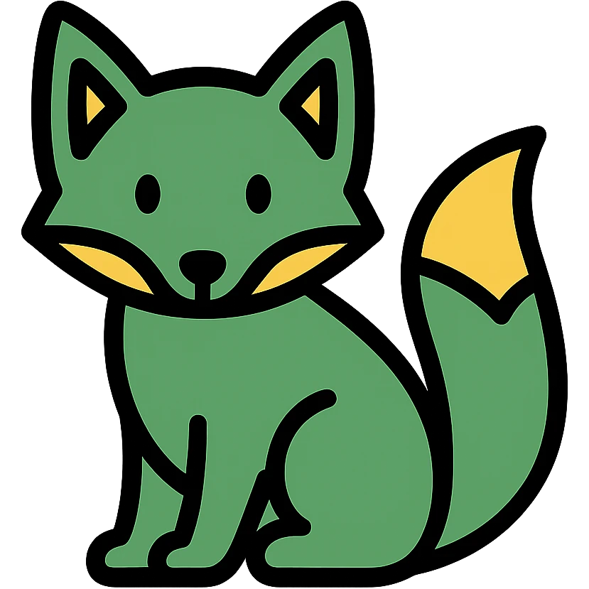 green fox, modern style, clean lines, minimalism emoji