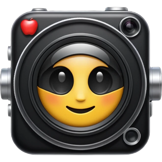 A simple camera lens, apple emoji style, front view emoji