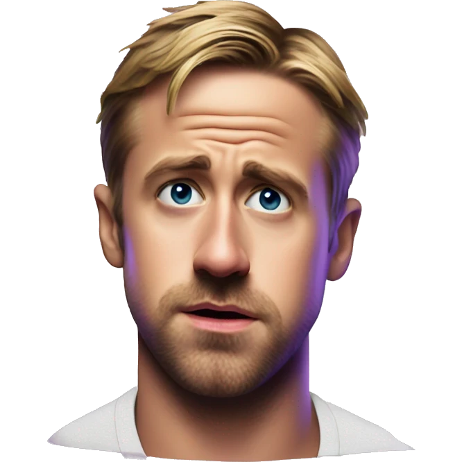 ryan gosling sad with bandaid on nose with violet light emoji