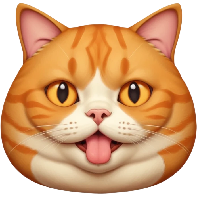 fat obese cat with huge bulging eyes and giant tongue out emoji