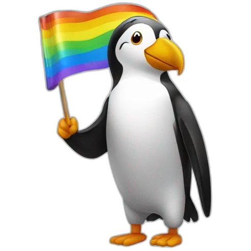 rainbow pingouin saluting emoji