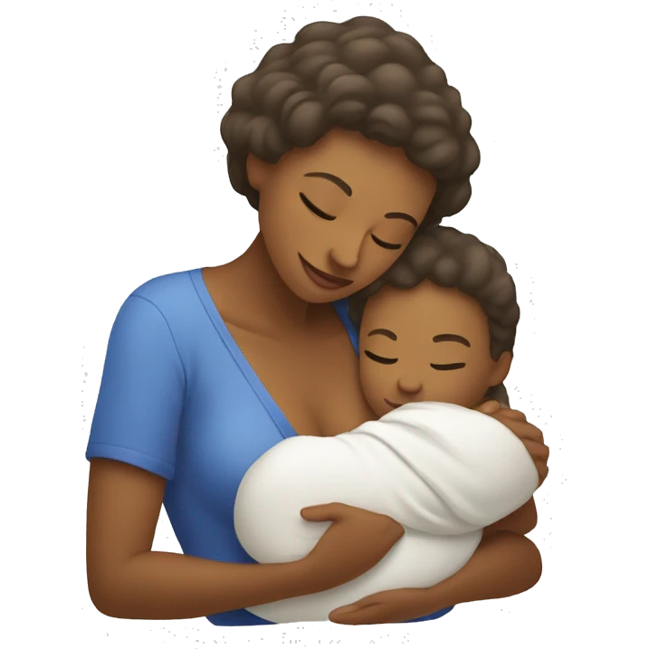 mother hugging newborn son icon white emoji