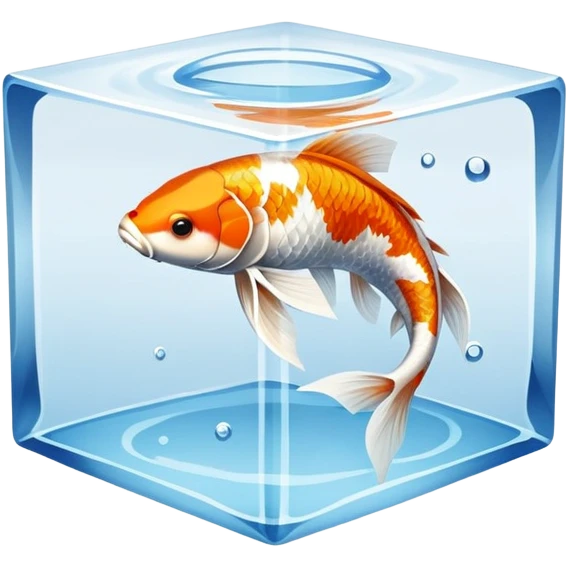 Cube water, one koi fish emoji