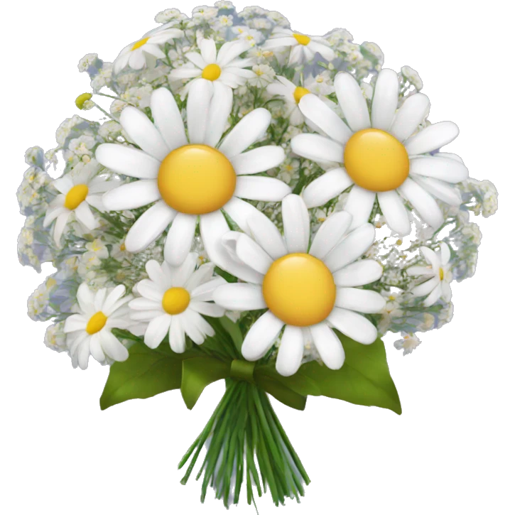 daisy and babies breath bouquet  emoji