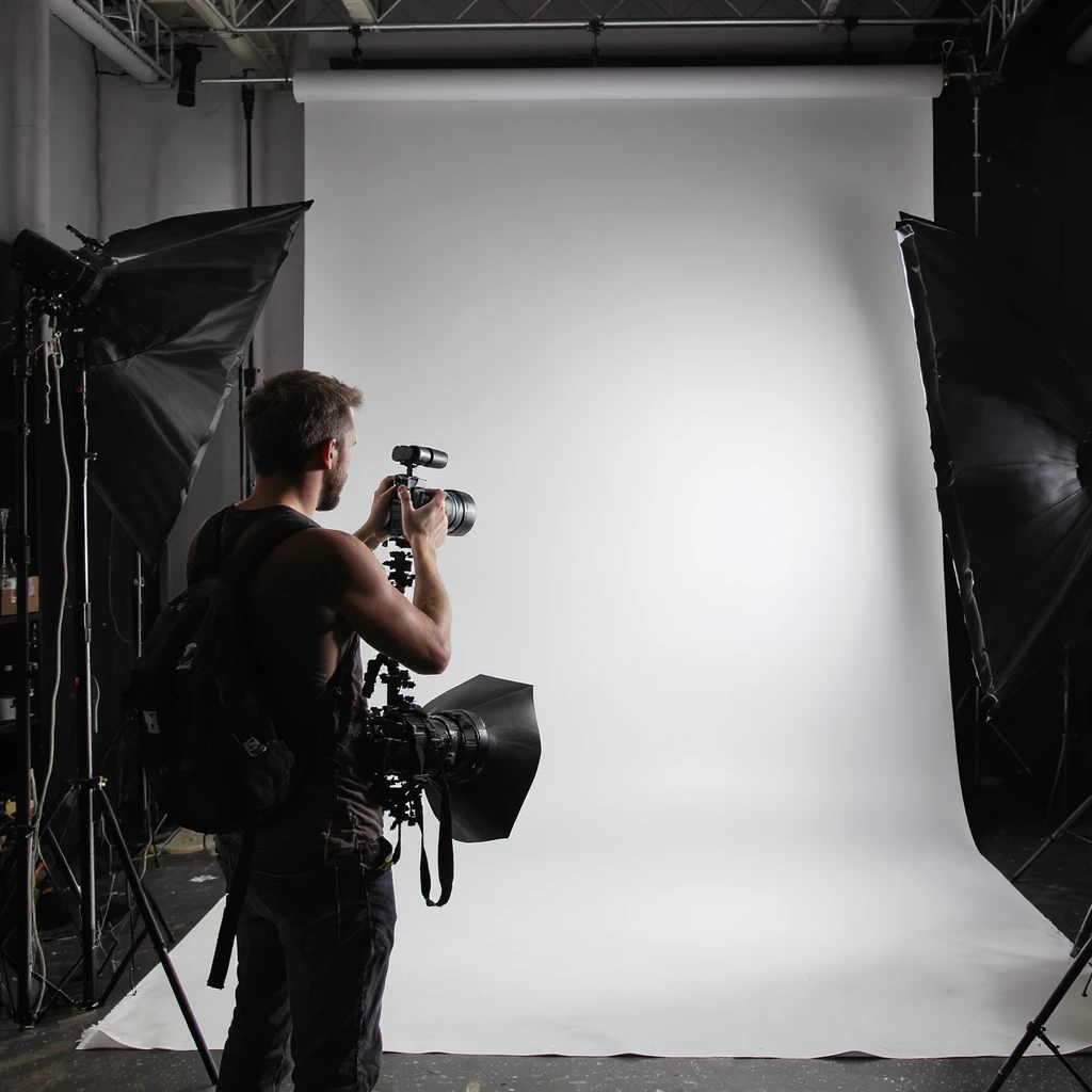 realistic photograph of a photographer, studio quality emoji