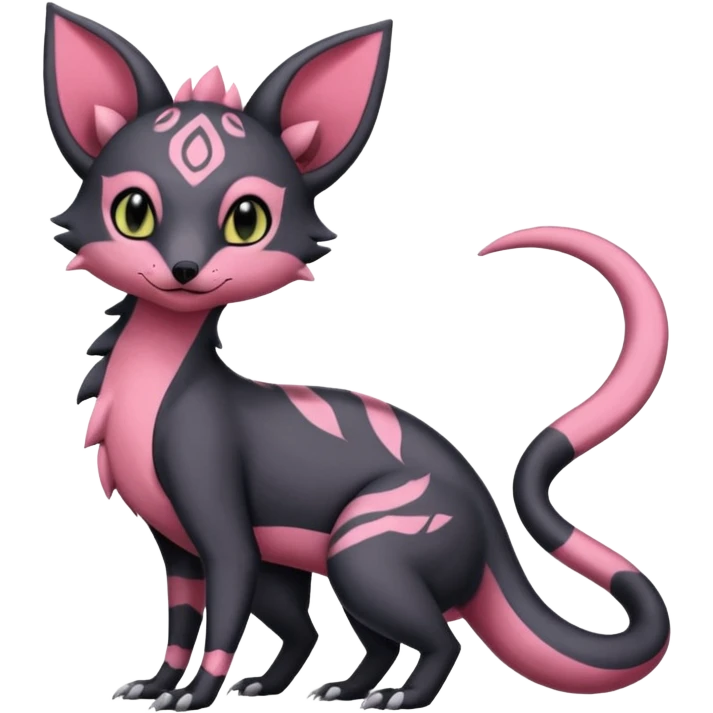 Pastel white rose-pink Salandit-Umbreon-Genet-Noivern-Civet-Hybrid (Full body) emoji