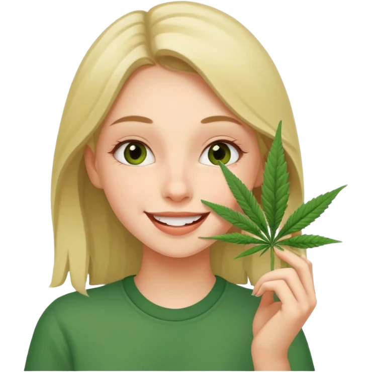 Girl happy smelling marijuana  emoji