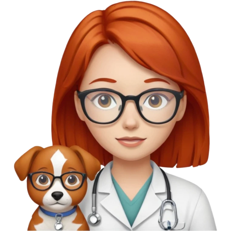 Рыжеволосая девочка в очках ветеринар  emoji