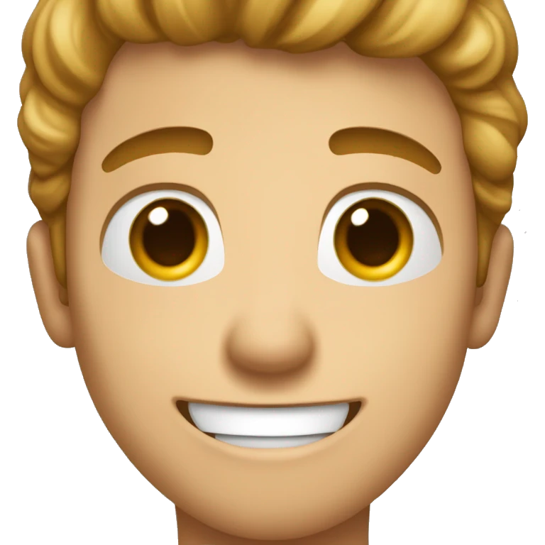 JEUNE HOMME NORAML QUI LEVE LA MAIN AVEC UN GRAND SOURIRE emoji