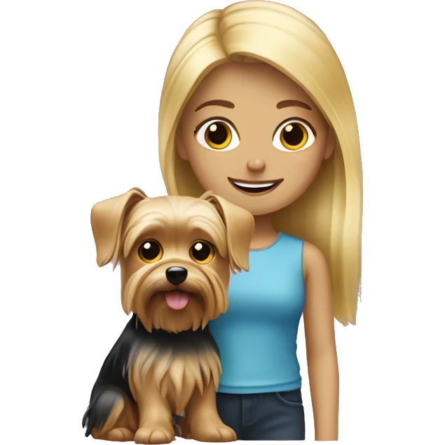 Blonde girl with Yorkshire terrier emoji