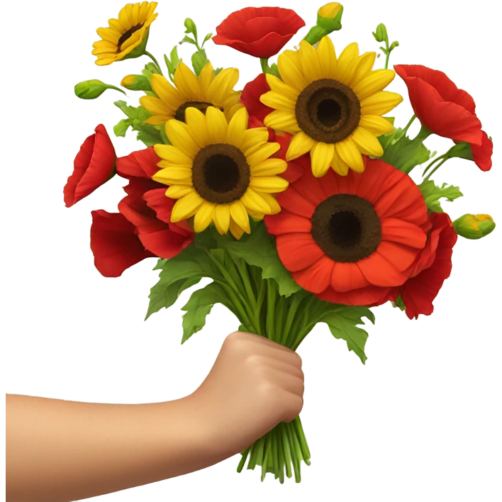 Bouquet sunflower and poppy  emoji
