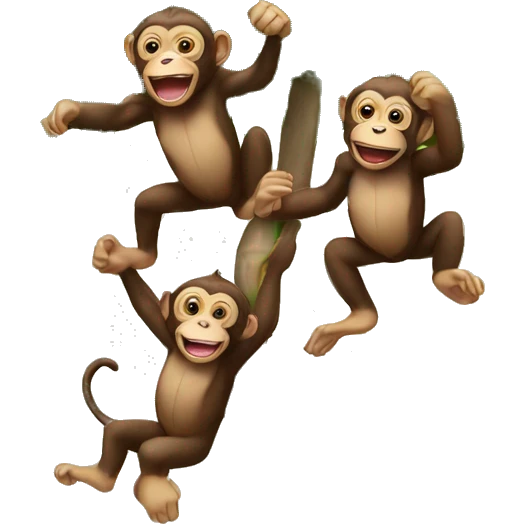 2 Monkeys jumping from a tree emoji