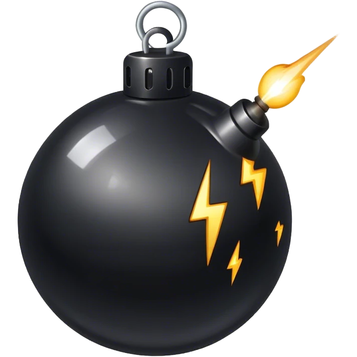 black shiny bomb with spark emoji