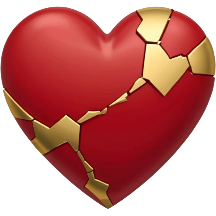 classic kintsugi heart emoji, gold lines on a deep red heart, clean and iconic, designed for Discord emoji emoji