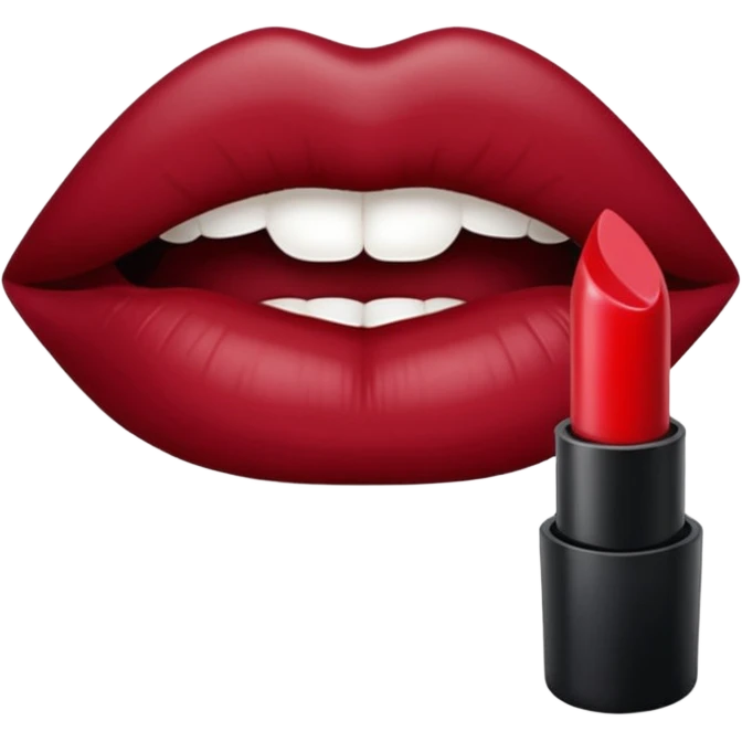 burgundy red lips print emoji