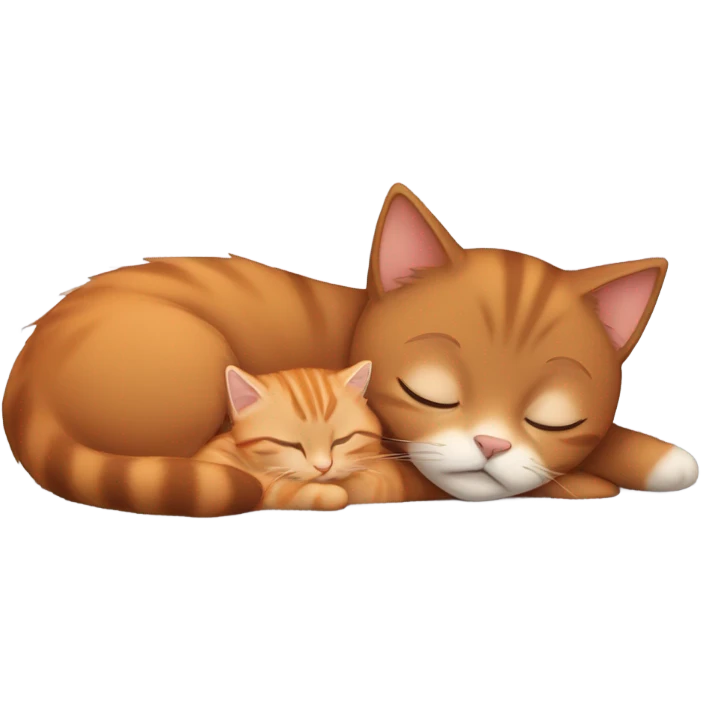 White girl brown hair sleeping with orange kitty emoji