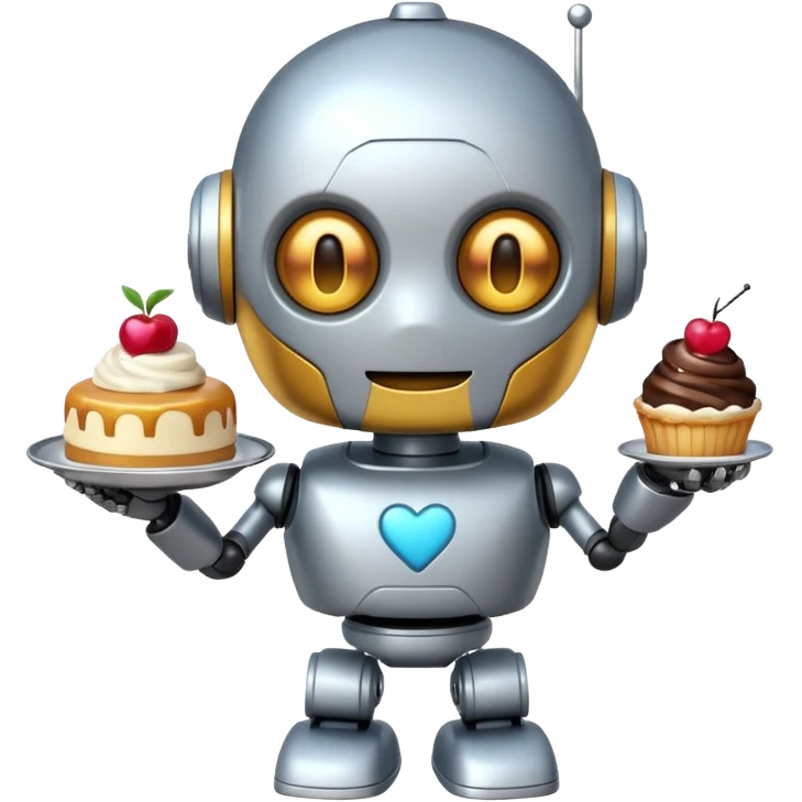The cute robot and dessert, 3d emoji emoji