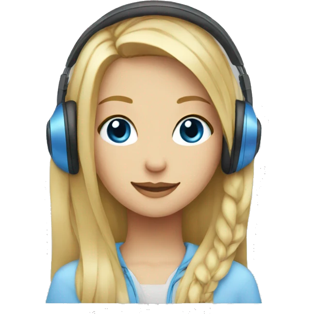 blonde girl and blue eyes with headphones emoji