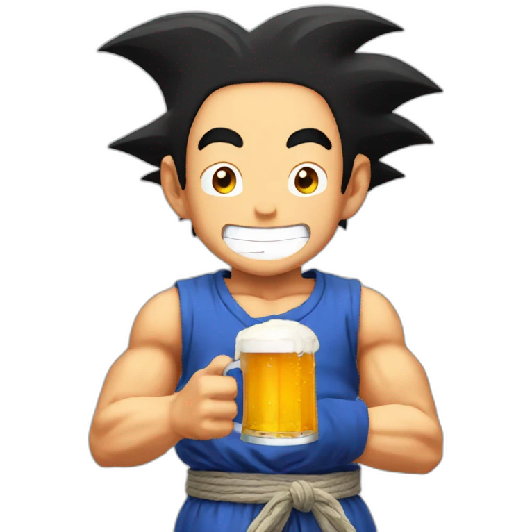 Goku qui boit une bière emoji