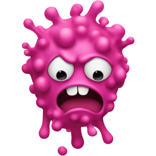 Pink bacteria with evil face emoji