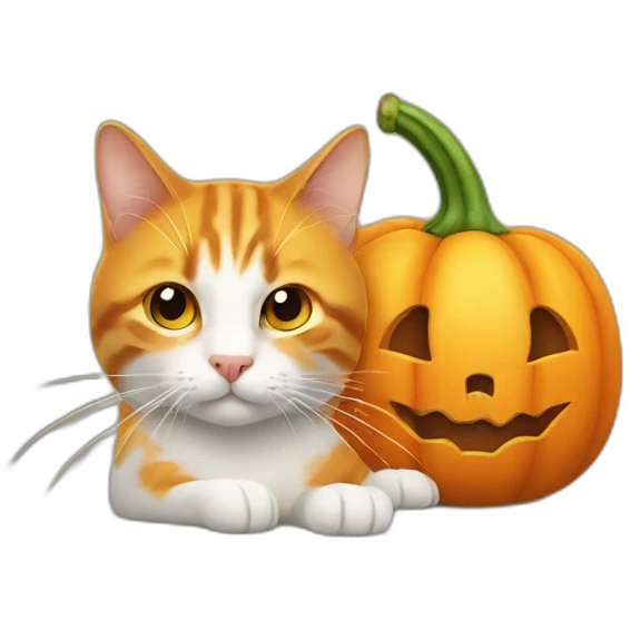 citrouille avec un chat emoji