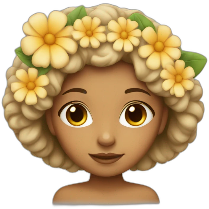 girl with flower head tan emoji