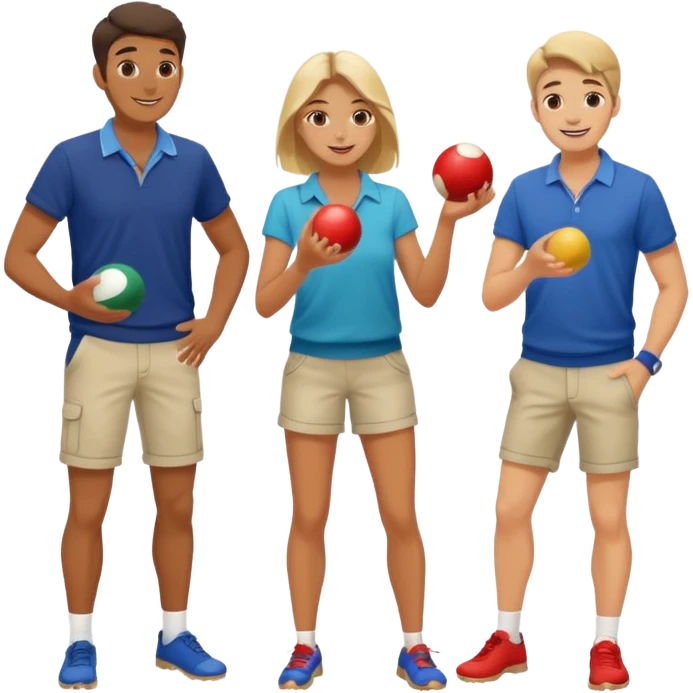 young French guys and girls playing petanque having fun emoji