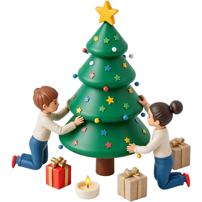 people decorating a Christmas tree emoji