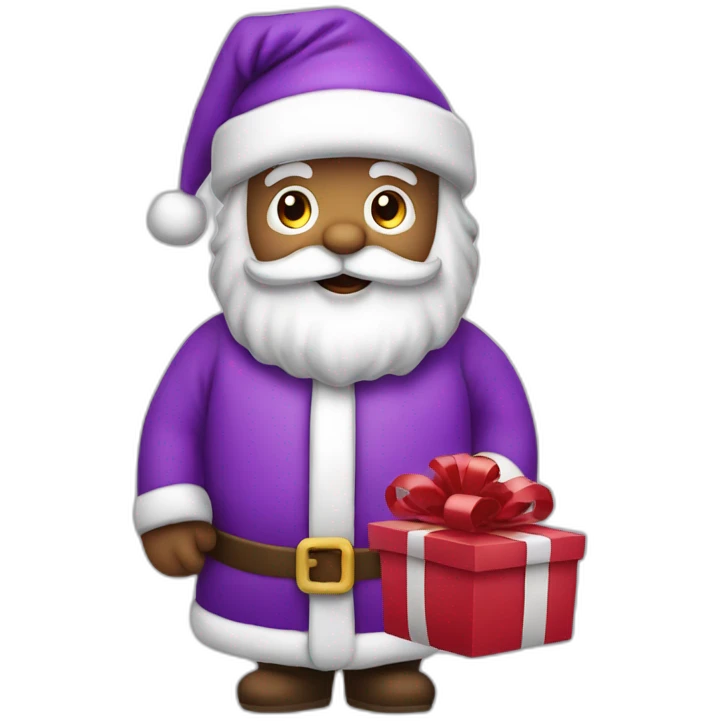 Santa Claus dressed in purple delivering presents emoji
