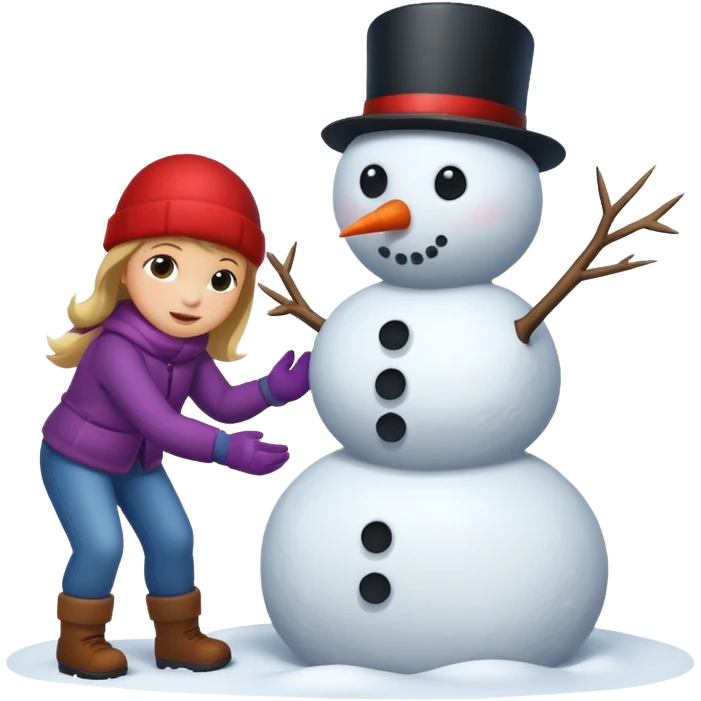 Kids building a snowman emoji