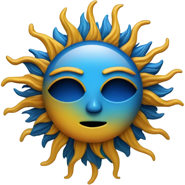 Blue and black sun emoji