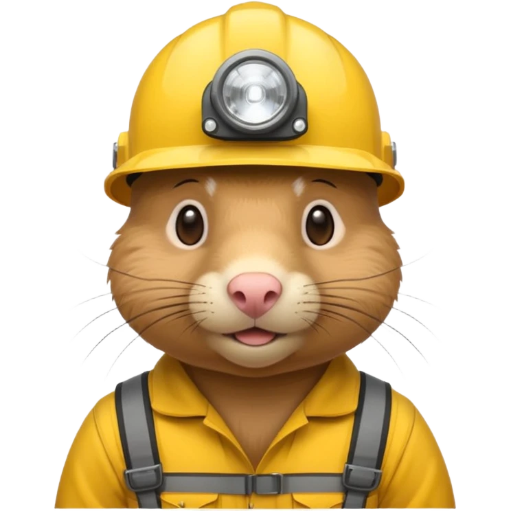a mole rat, yellow helmet, headlamp emoji