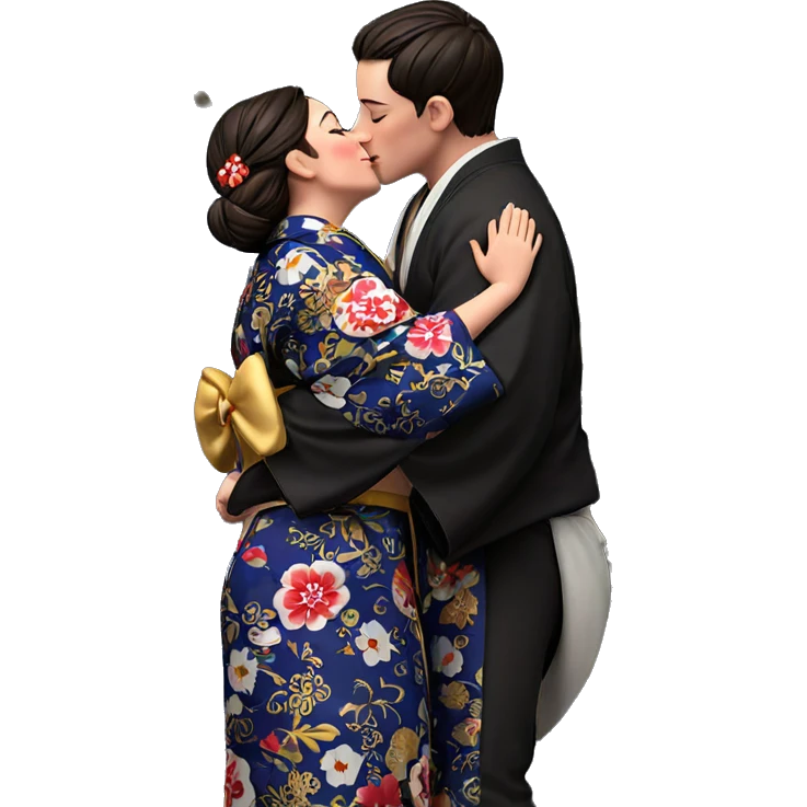 romantic kimono couple kiss emoji