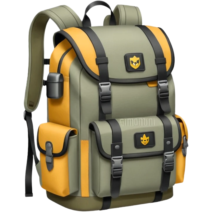 grey military backpack emoji