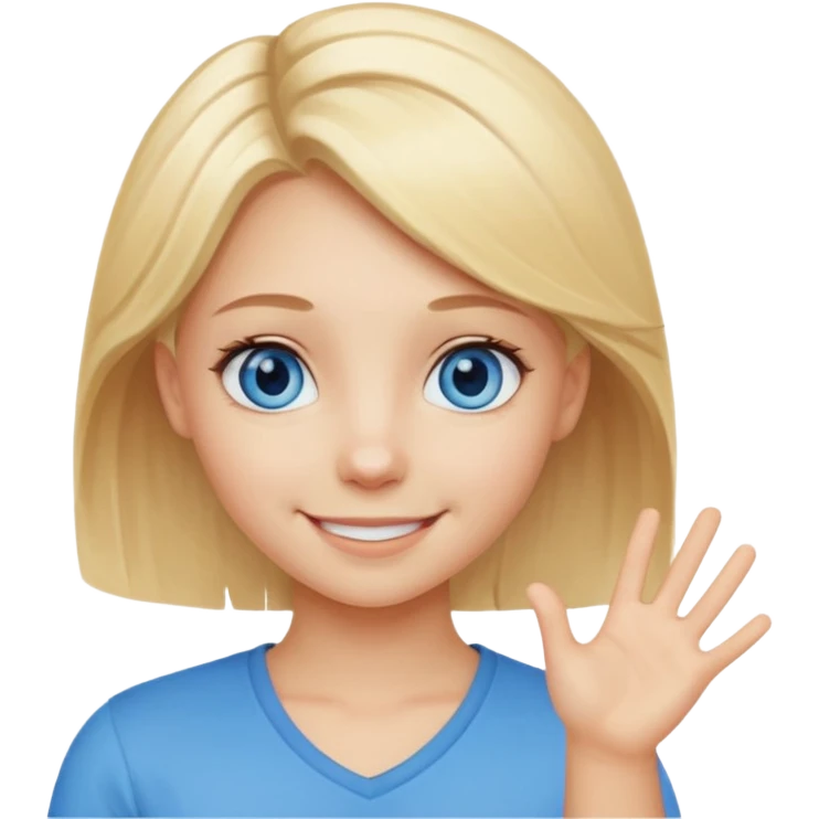 cute blond hair blue eye girl say OK in quote emoji