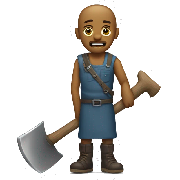 A weird looking man with a toy axe emoji