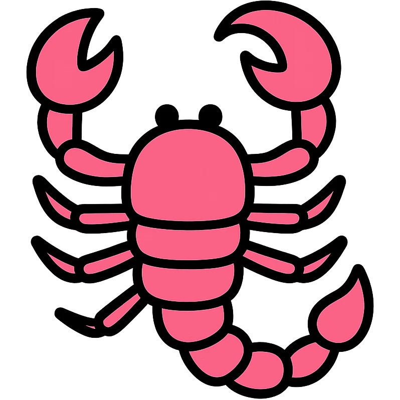 pink scorpion color outline icon emoji