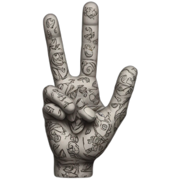 Emoji hand peace with tatoo emoji