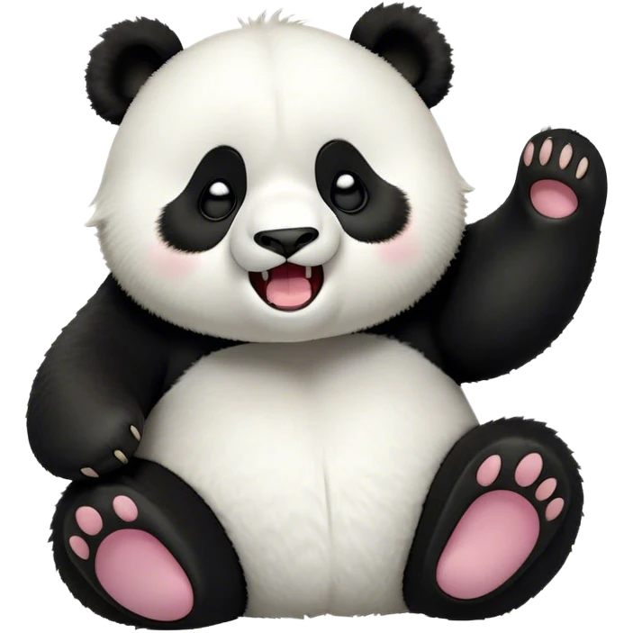 Cinematic Cute Yawning Panda Portrait Emoji, Head tilted slightly with a dramatic, wide-open yawn, showcasing a soft, plush black and white Fur with droopy ears, round eyes barely open in drowsy contentment, Simplified yet irresistibly adorable features, highly detailed, glowing with a soft, cozy glow, high shine, relaxed yet expressive, stylized with a touch of gentle whimsy, bright and endearing, soft glowing outline, capturing the essence of a sleepy yet affectionate panda, so drowsy it feels like it could stretch right out of the screen and curl up for a nap! emoji