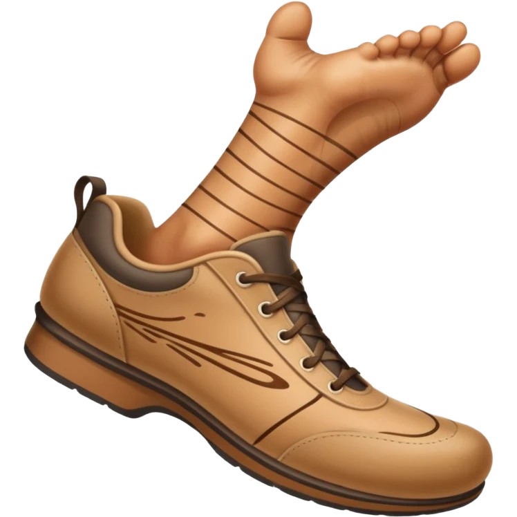 a shoe with a foot inside, stepping and showing a clear shoe print below. and leg with motion line







 emoji