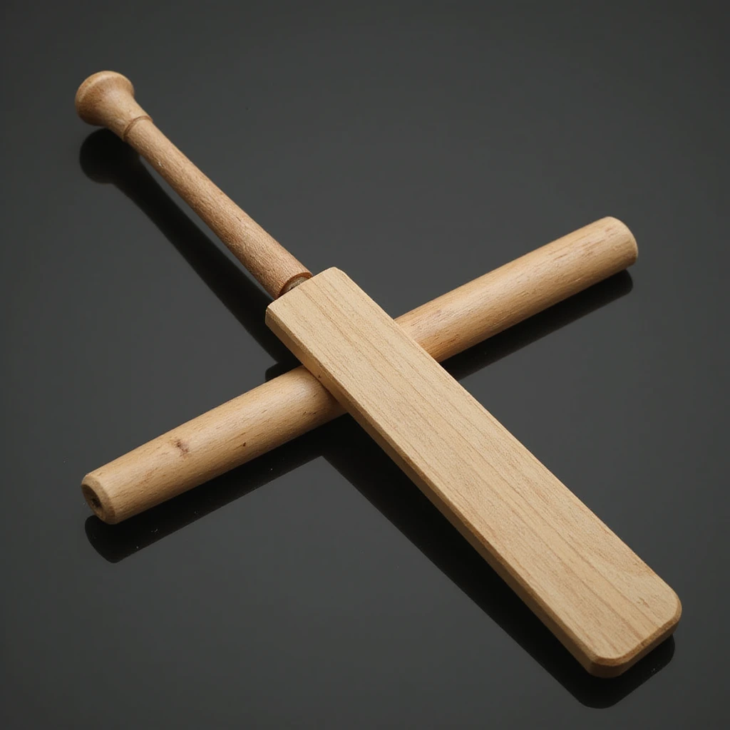 realistic wooden stick and wooden bat emoji