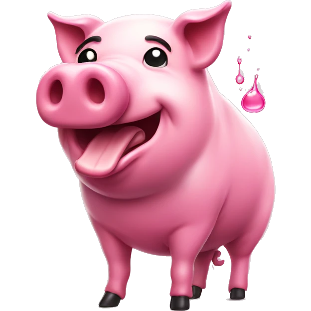 full body pink pig dripping with oil emoji