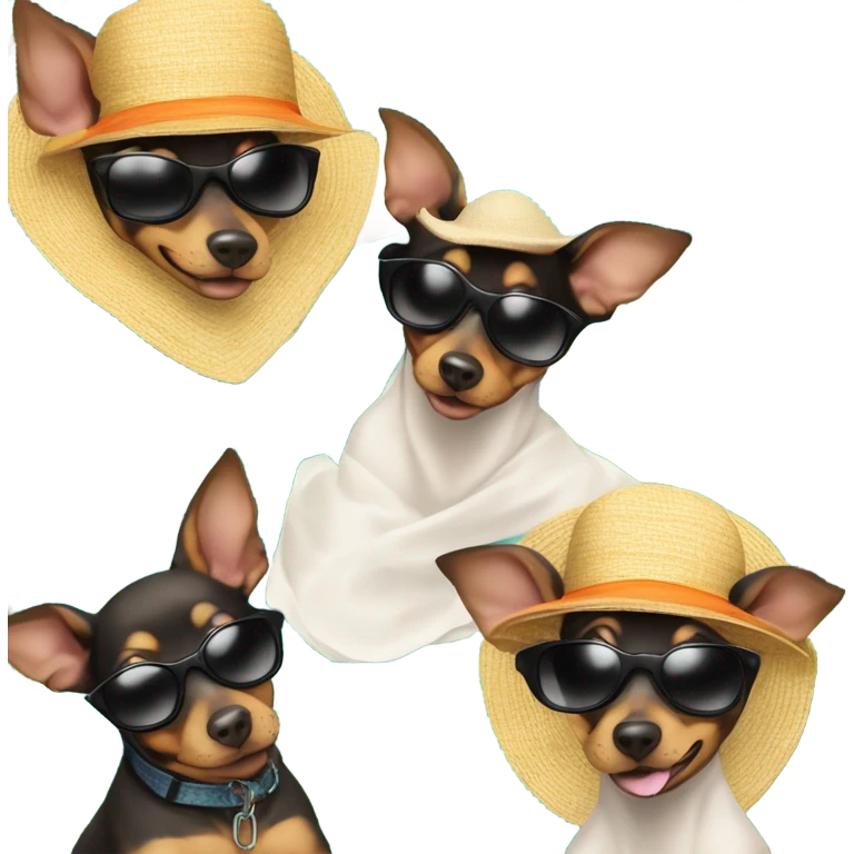 minpin dog on tropical vacation emoji