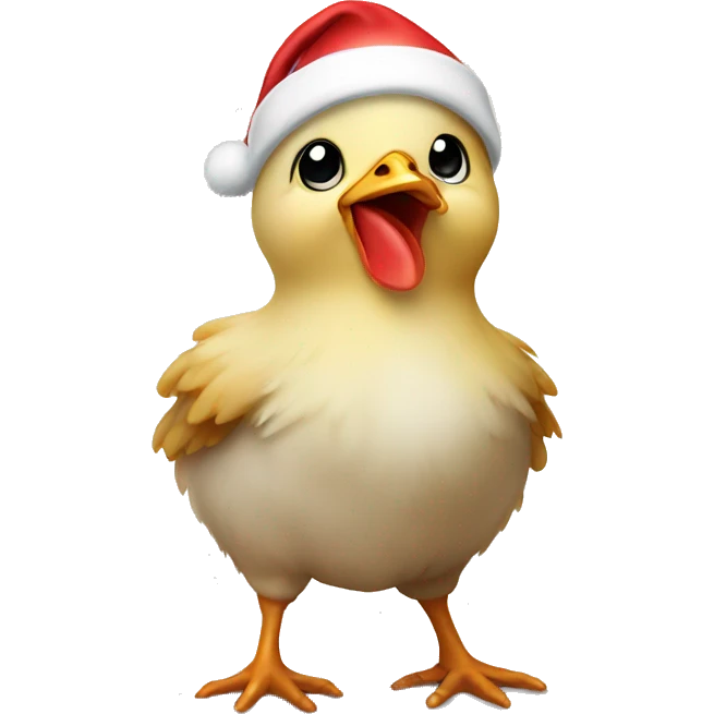 Baby chicken wearing Santa hat  emoji