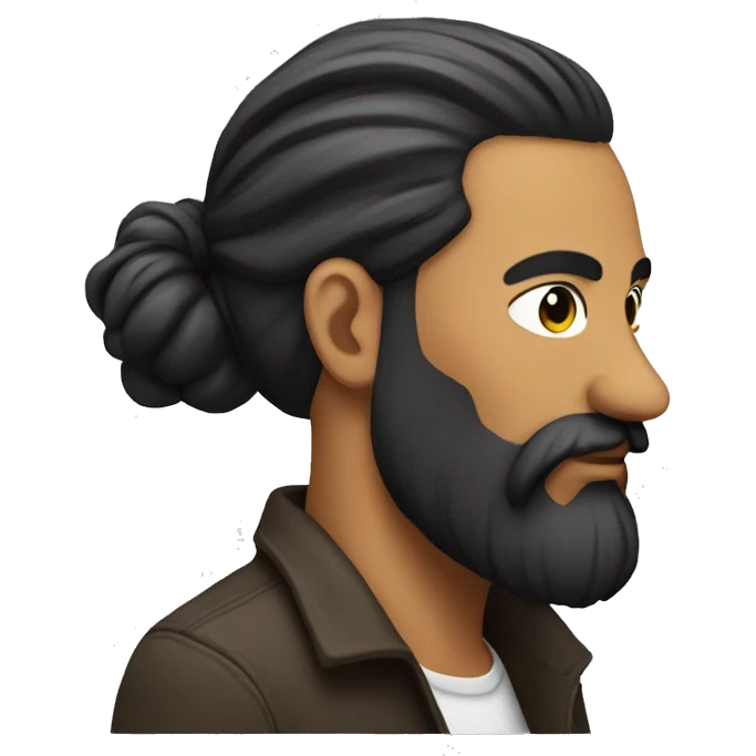 Designer with man bun and black long beard emoji
