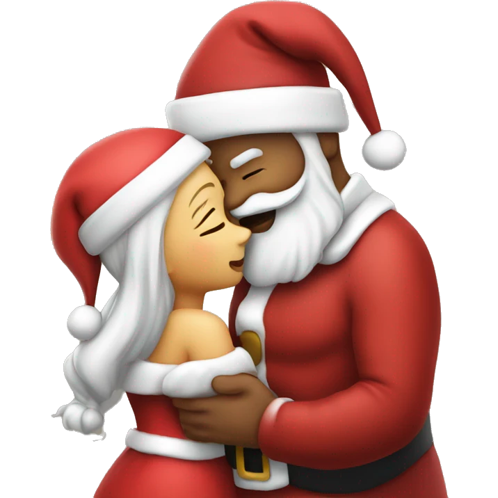 santa and mrs claus kissing emoji